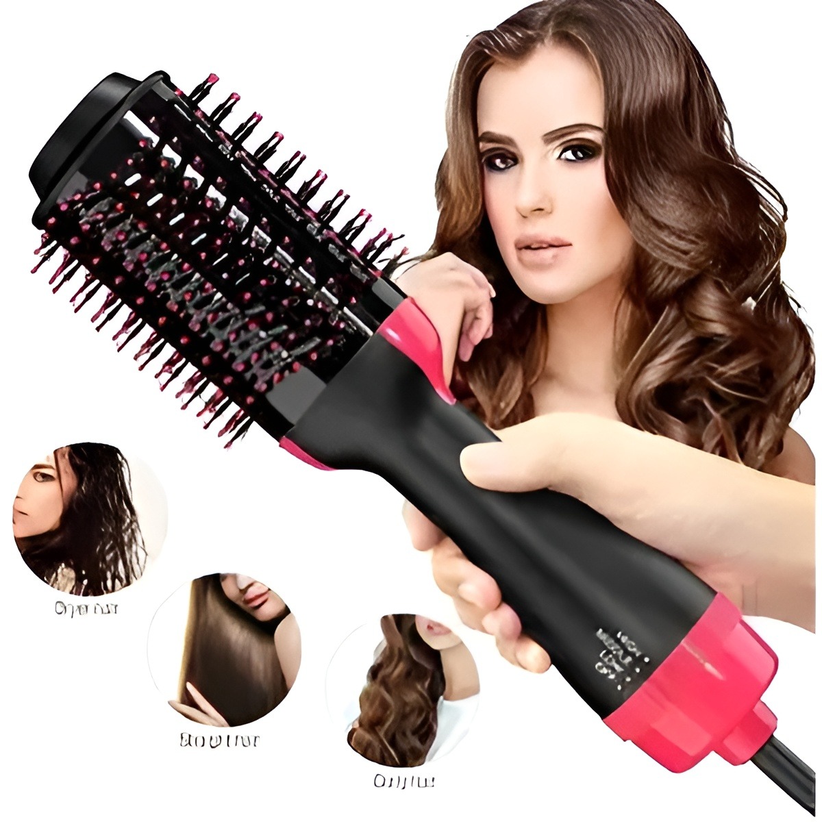 3 In 1 Electric Hair Dryer Comb One-step Hot Air Brush Blow Straightener Curler Professional Curling Iron