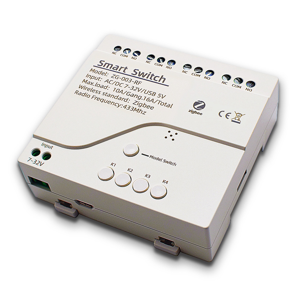 ARELENE 4CH Zigbee Smart Light Switch Module DC 5/12/32V RF433 Receive 10A Relays Work with Alexa Assistant,Tuya Smart Life(A)