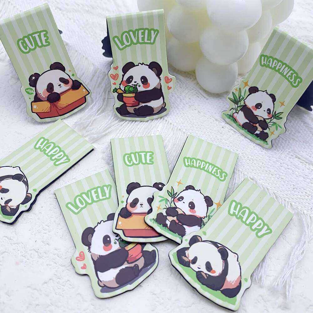 4pcs Cartoon Cute Panda Magnetic Reading Pages Books Labeled School Stationary Supplies Creative Aesthetic Bookmarks