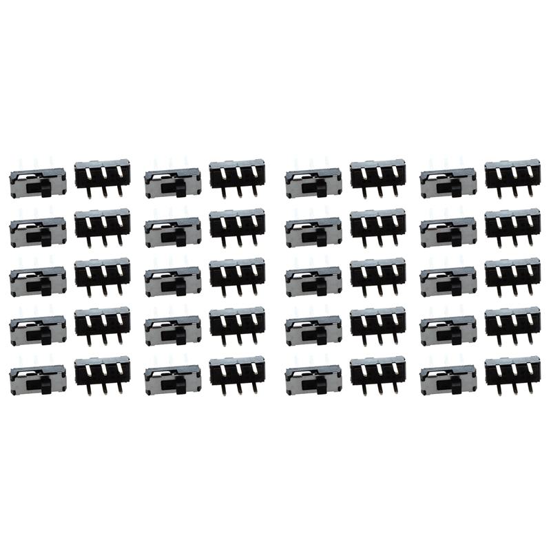 FORIDE 40 Pcs On/Off/on DPDT 2P2T 6 Pin Vertical DIP Slide Switch 9X4X3.5mm