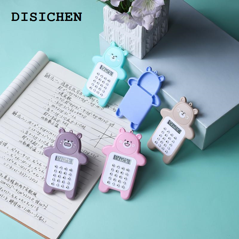DISICHEN Sales promotion 1/2PCS Cartoon Cute Bear Calculator Korean Fashion Mini Portable Small Pupil Computer Office Electronics Supplies