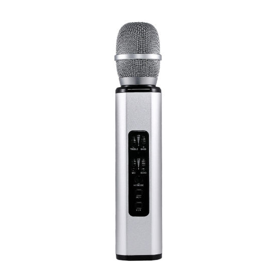 Karaoke Mic With Speaker K6 Bluetooth Portable Wireless Microphone 2 Speakers 4 Controls Memory Card Slots