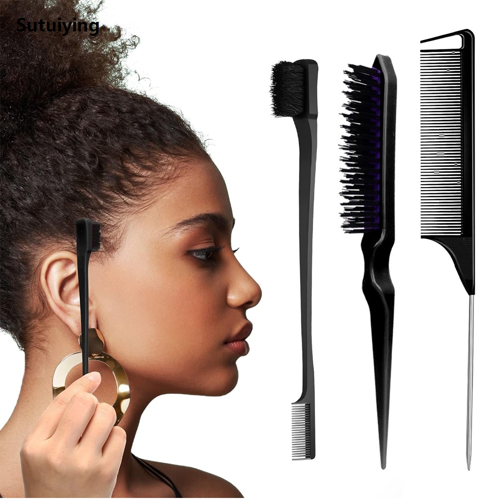 Sutuiying 3pcs/lot Double Sided Edge Control Hair Comb Hair Styling Hair 2025 New Brush Accessories New Brush Comb Styling Partition Comb