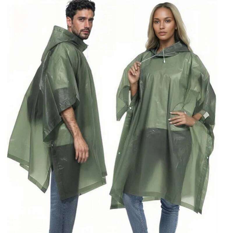 Reusable Ponchos with Drawstring Hood for Adults Waterproof Thicken Rain Coat Outdoor Hiking Raincoat Travel Bicycle Poncho