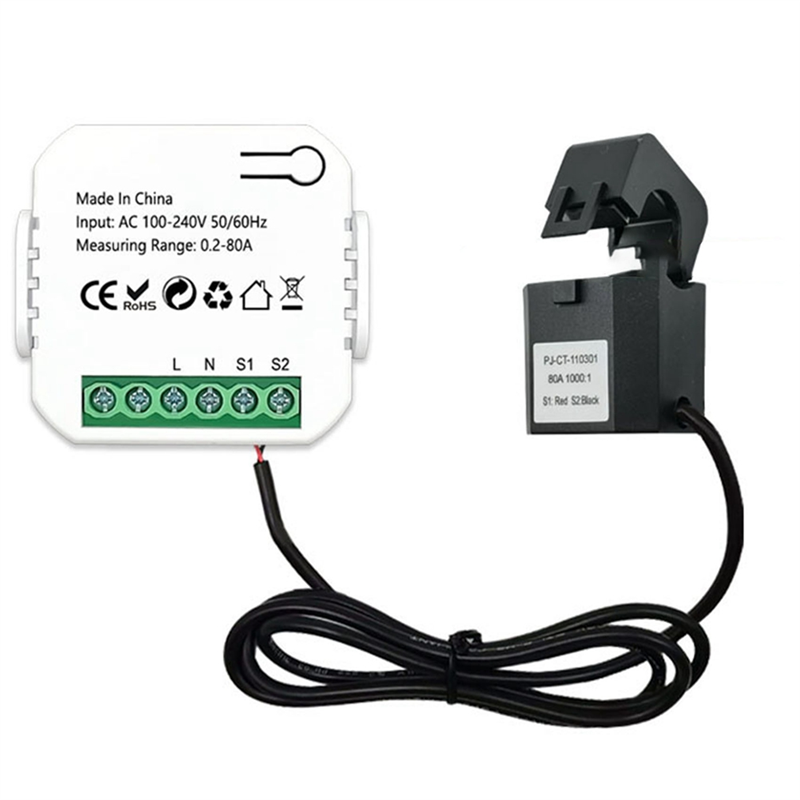 NCANRUI Tuya Smart ZigBee Energy Meter 80A with Clamp App Monitor KWh Voltage Current Power Consumption 110V 240V