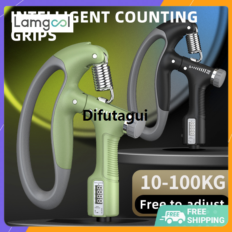 Difutagui Ready Stock 10-100kg Adjustable Hand Grip Fitness Heavy Gripper with Counter Profesional Finger Exerciser Grip Wrist Expander Gym Arm Muscle Training OUA2509