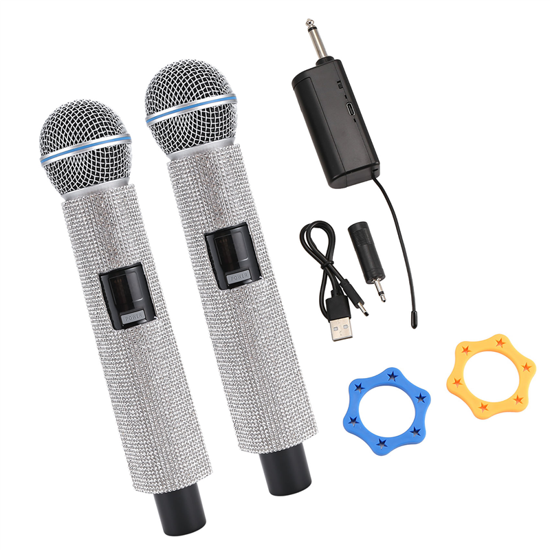 (GGBR)-Wireless Handheld Dynamic Microphone Karaoke Mic with Rechargeable Receiver for Wedding Speech Church Club 2 Microphone