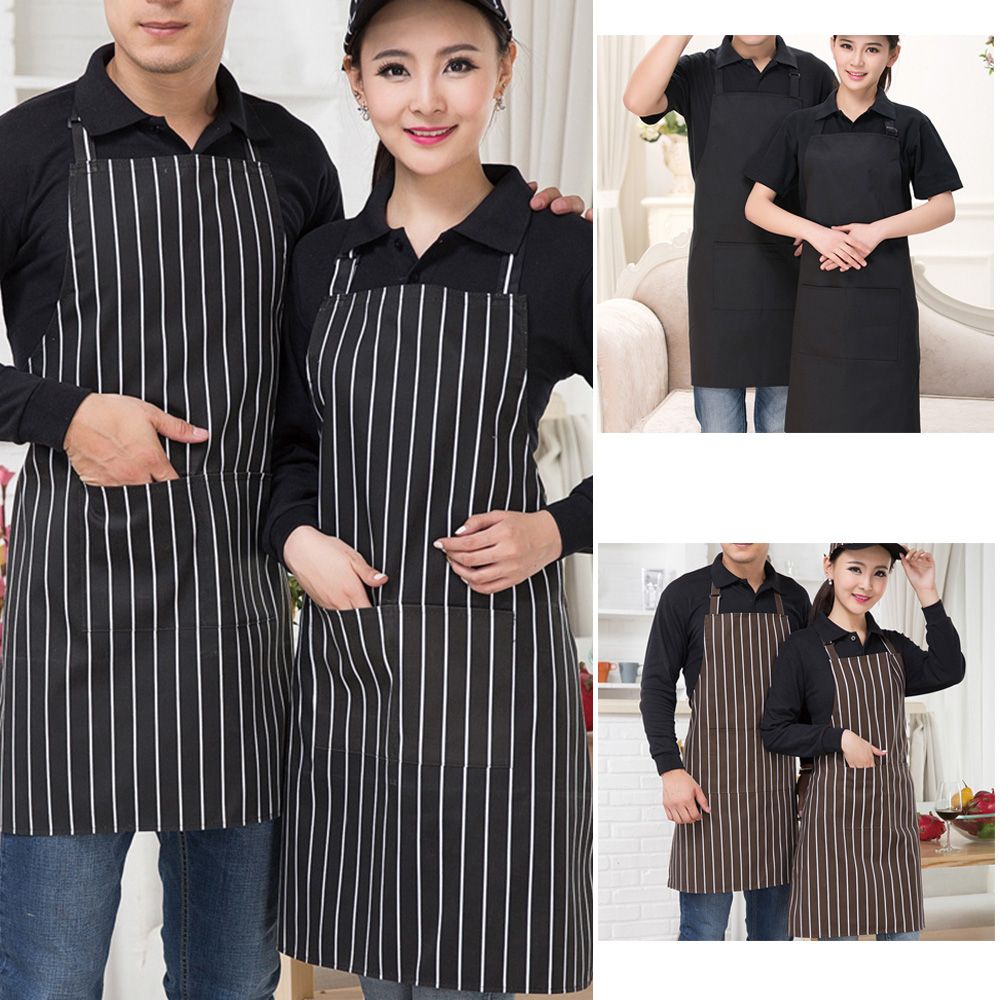 Men and Women Cooking Supplies Catering Fabric Long Stripes Pinafore Chef Apron Clean Pinafore Bibs