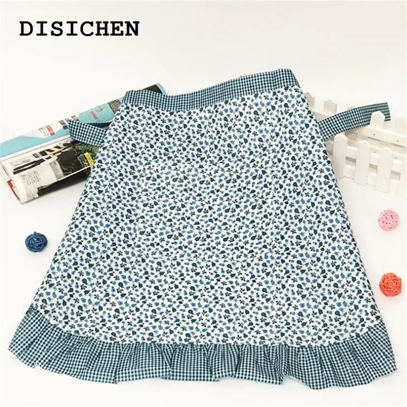 DISICHEN High Quality Short Waist Kitchen Apron Lace Half Waist Bib Maid Costume With Kitchen Party Favors For Women Waitress 2023 New