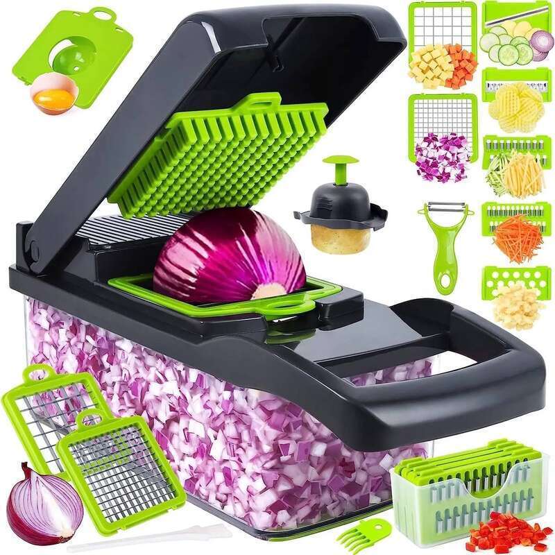 Cocina14/16 in 1 Multifunctional Vegetable Chopper with Basket Fruit Slicer Potato Shredder Carrot Grind Gadgets