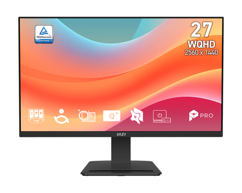 MSI Pro MP273Q E7 Monitor (27″ (WQHD|IPS Panel | 75Hz | 16.7M Colors | 128% sRGB, 90% DCI-P3, 85% Adobe RGB | HDMI 2.0, DP 1.2 | Adaptive-Sync | HDR Ready)