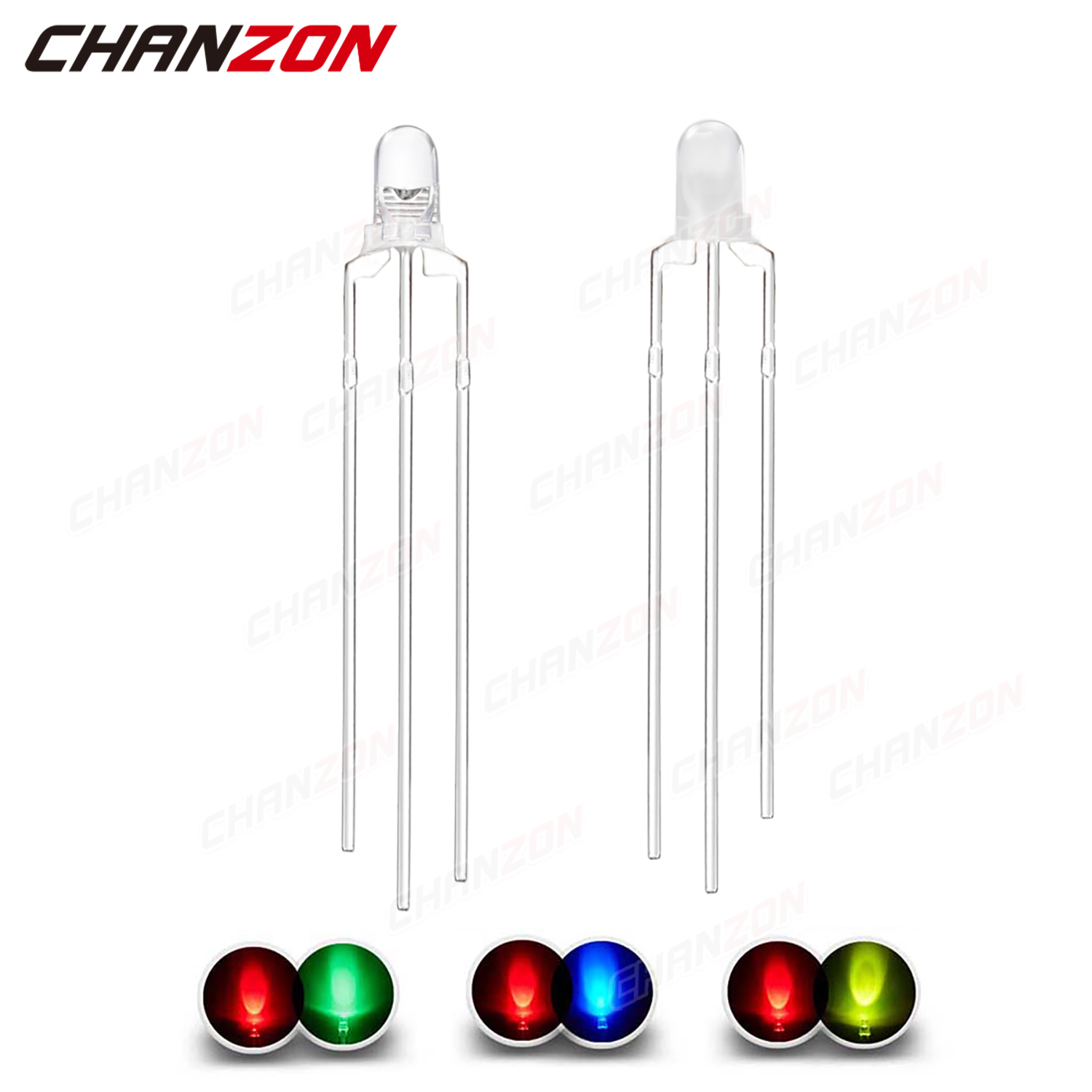 100 Pcs 3mm Led Diode Bicolor Two Color Red Green Blue Commmon Anode Cathode 2V 3V 20mA F3 Light Emitting Lamp Blub For DIY