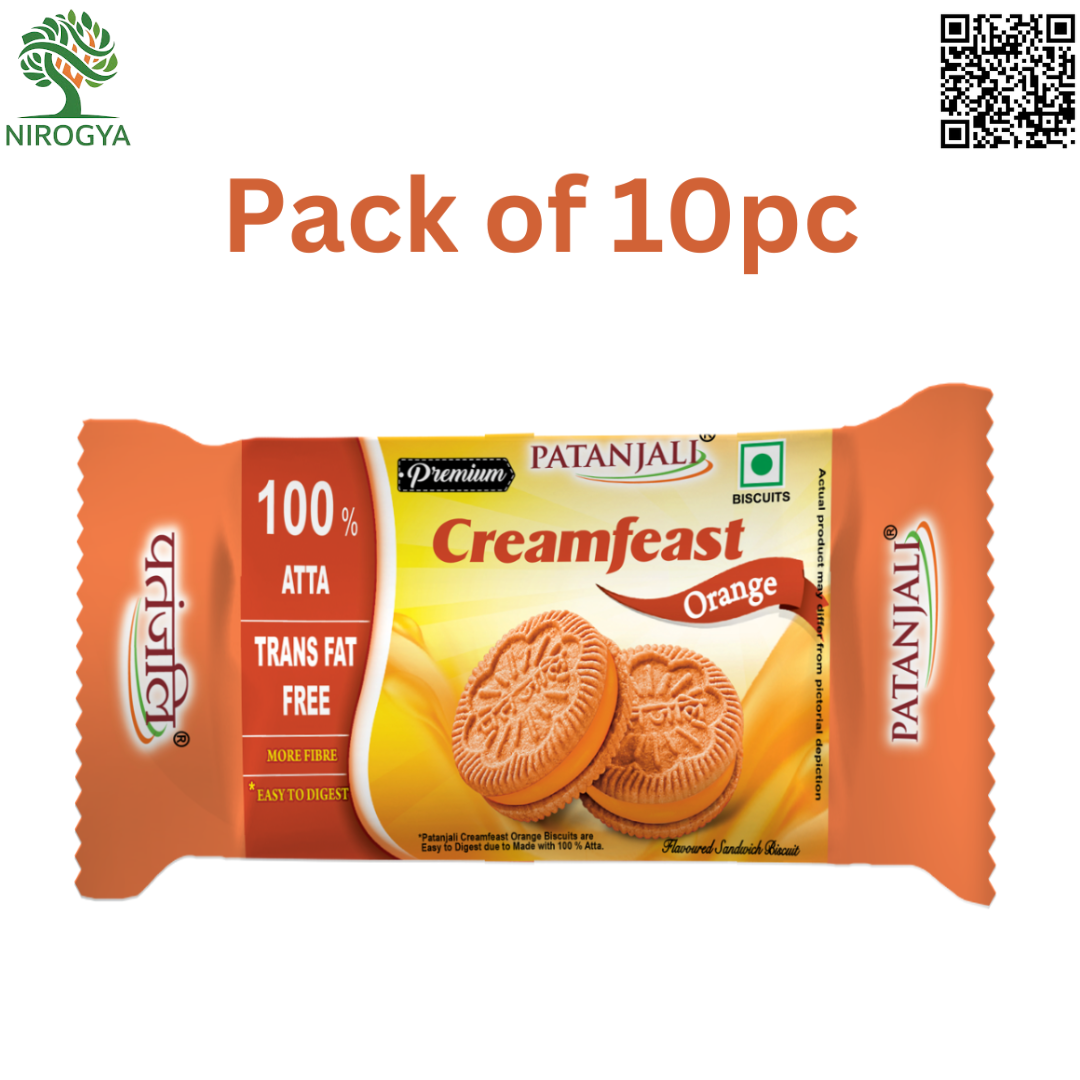 Patanjali Creamfeast Orange Biscuit 60grm Pack of 10pc