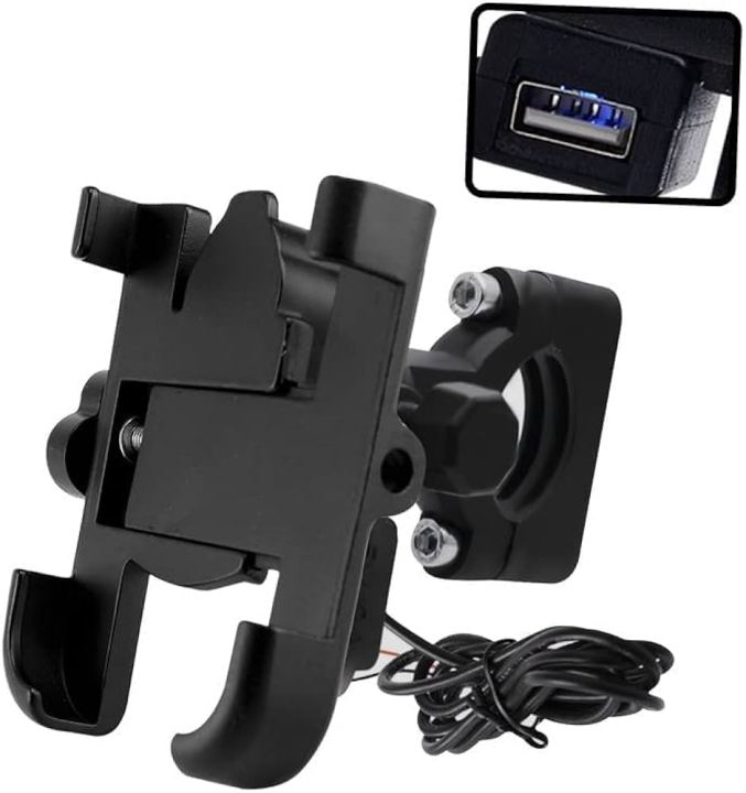 Charging Port Bike Mobile Holder Full Metal Body Phone Holder | 360 Degree Rotatable Universal Mobile Holder Mount For Bikes