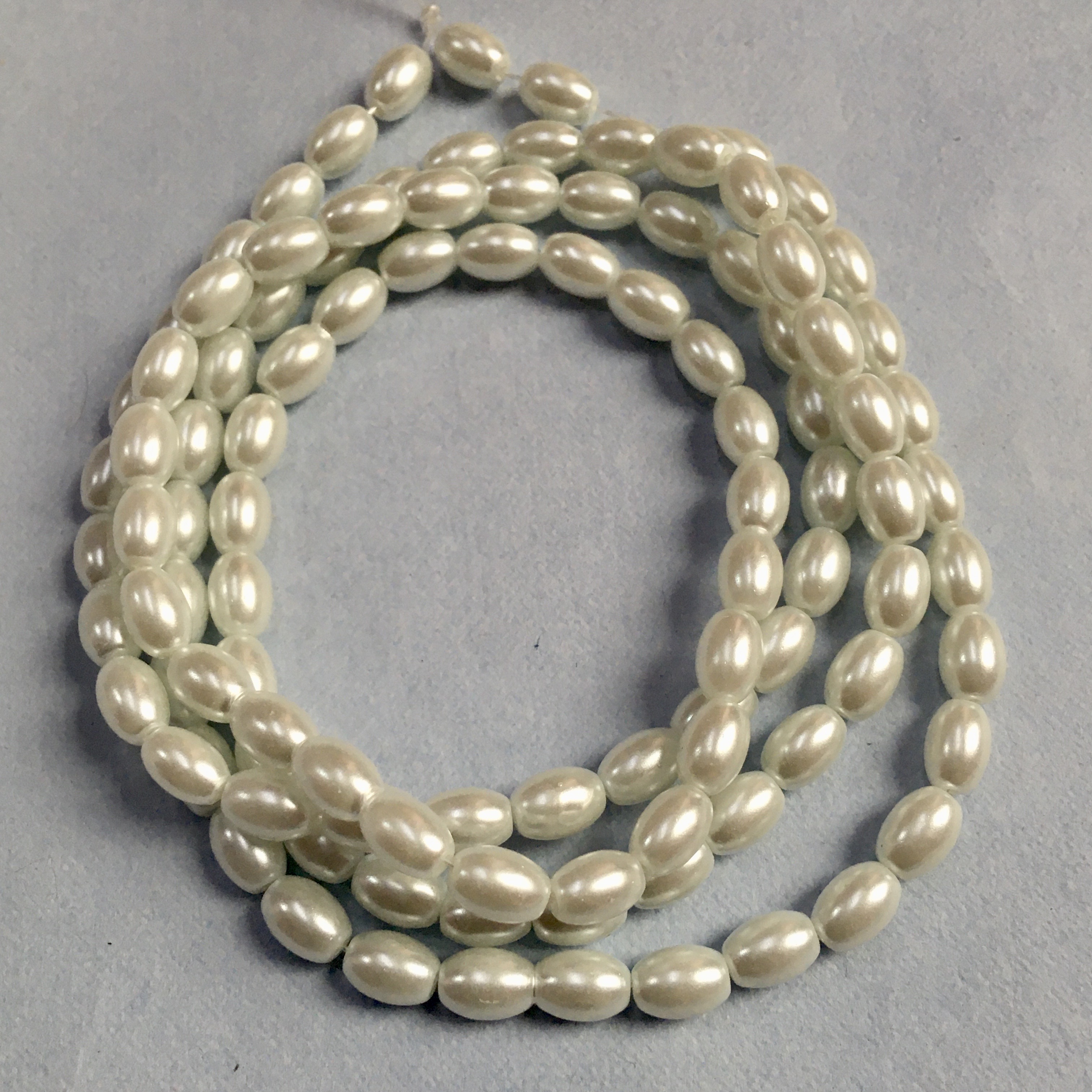 Oval Shape OFF White / Cream Acrylic Rice Moti 6 MM 20 Grams Moti Beads For Art & Craft