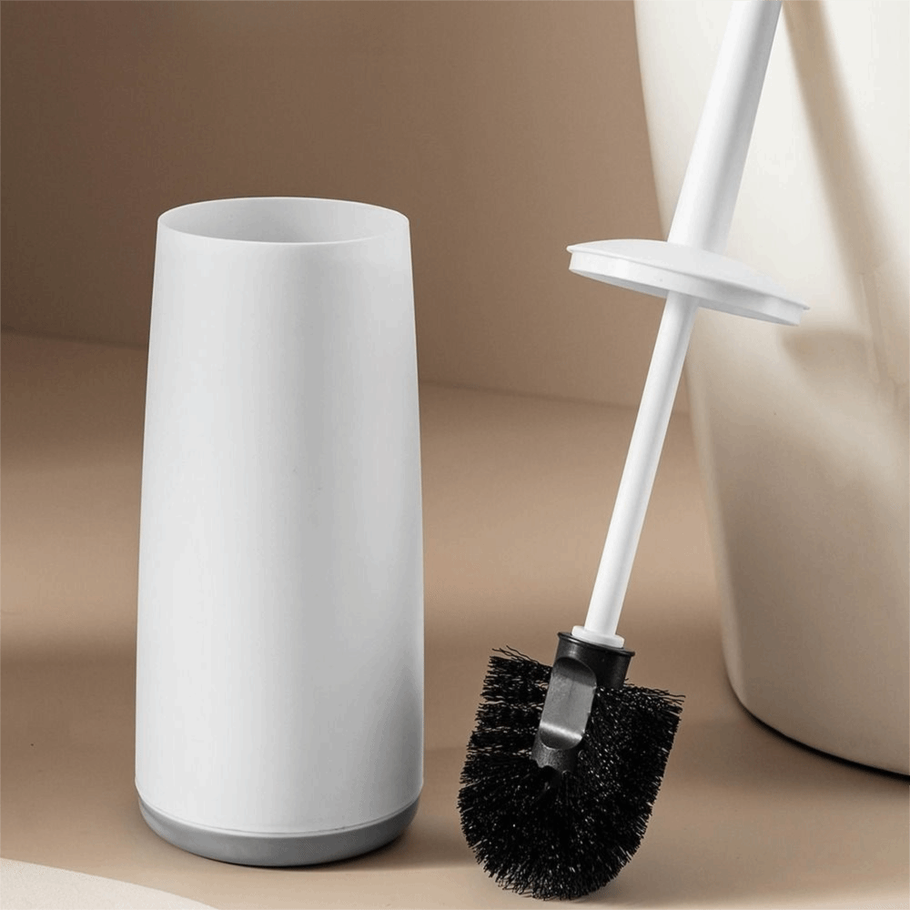 Durable Soft Bristle Toilet Brush With Base Long Handle Standing Base Bathroom Cleaning Tool Space Saving Anti Drip Toilet Brush Set Deep Cleaning