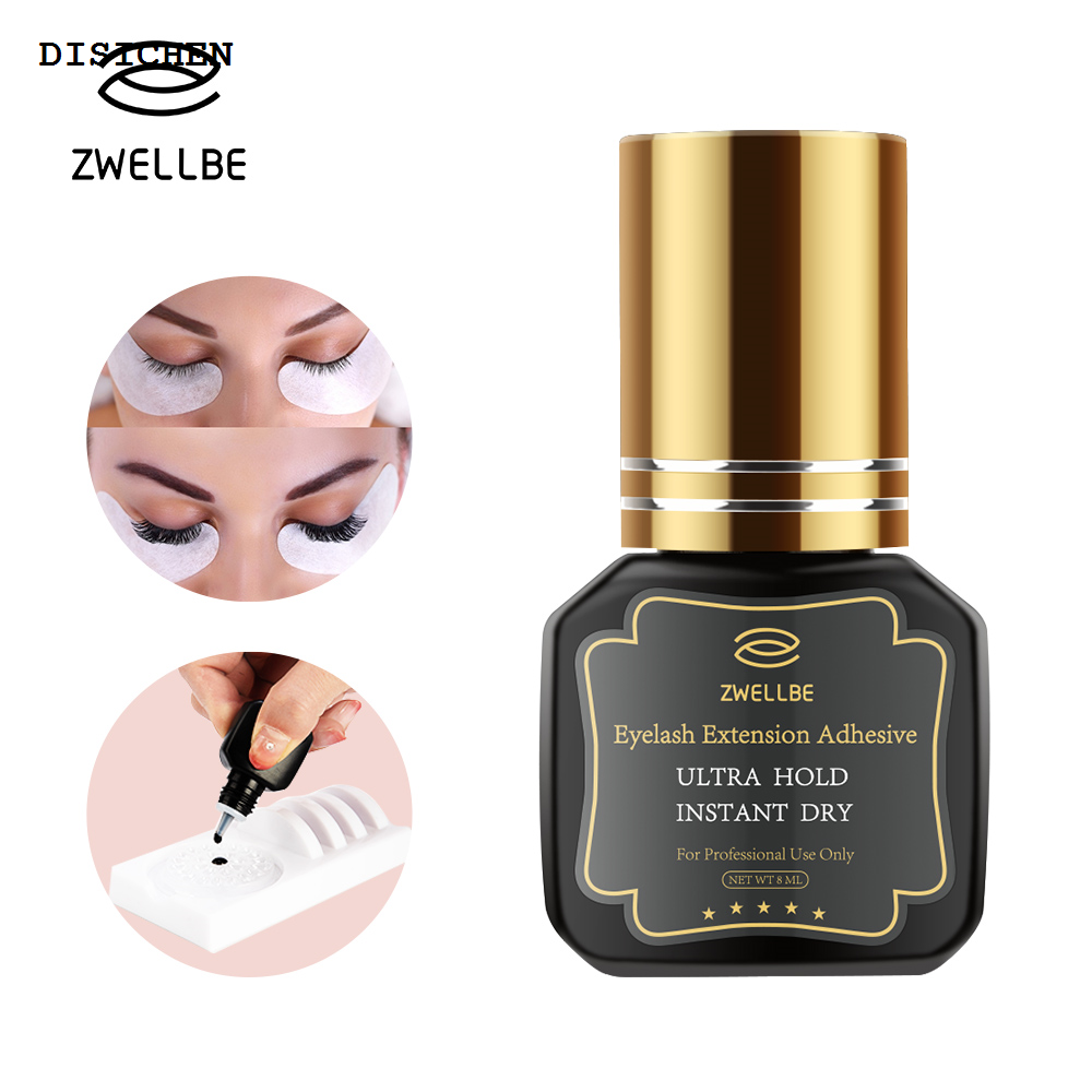 DISICHEN 2025 New zwellbe 8/10ml Eyelash Extension Glue 1-2 Seconds Fast Drying Black Eyelashes Glue Pro Lash Glue Black Adhesive