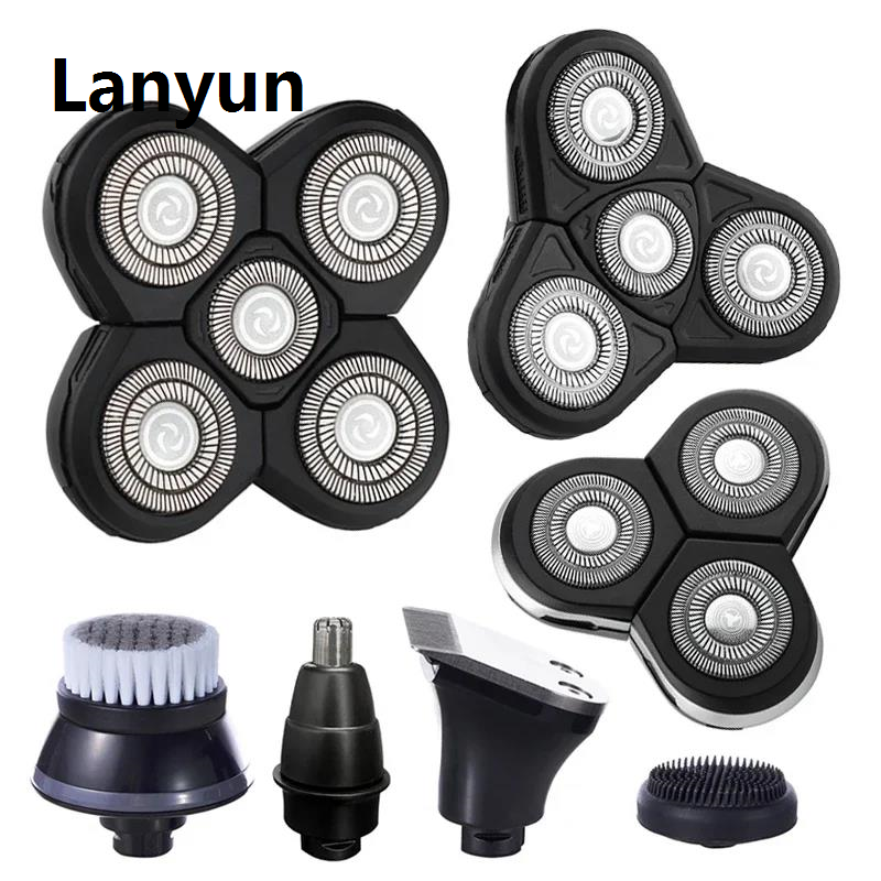 Lanyun Replacement Electric Shaver Head Nose Trimmer Hair Clipper Facial New Cleaning Brush Massage Head Spare 3/4/5 Cutter Floating Head