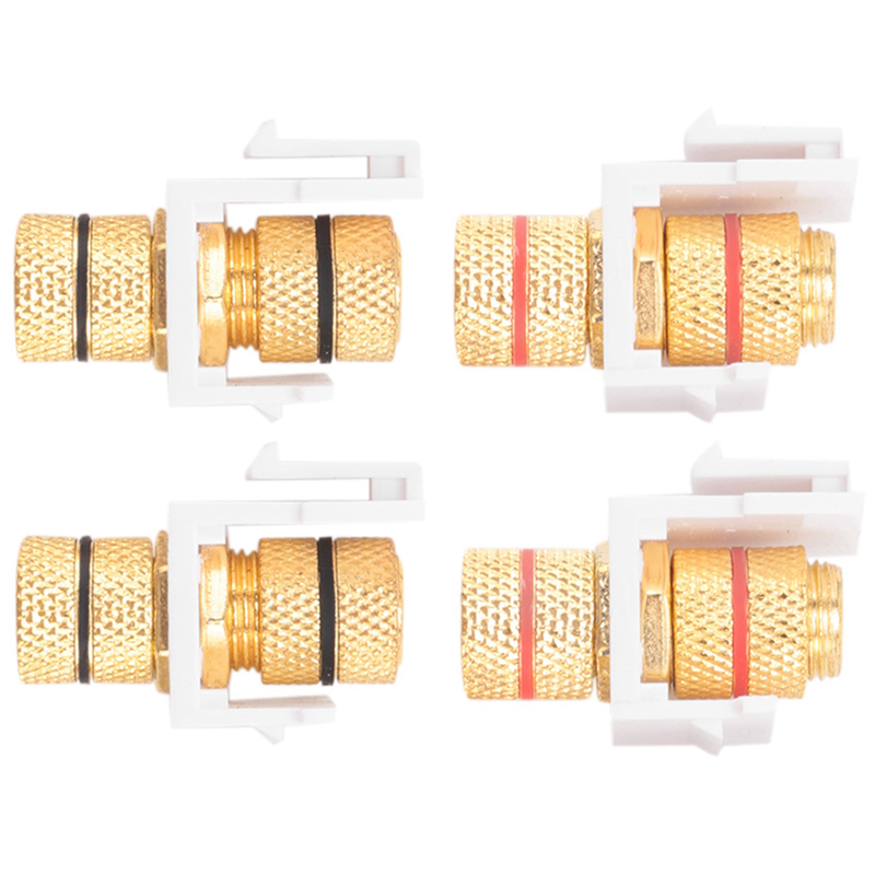 NAMUNY Banana Jack Binding Post Jack Insert with Black & Red Rings, Screw Type Audio Speaker , 2 Pairs/4 Pack