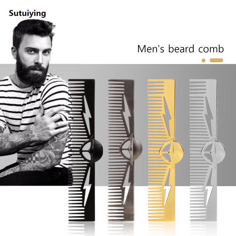 Sutuiying Gentleman Barber Styling Comb Zinc Alloy Electroplated Alien Pattern Anti-static Hair Comb Care Shaping Bearded Supplies