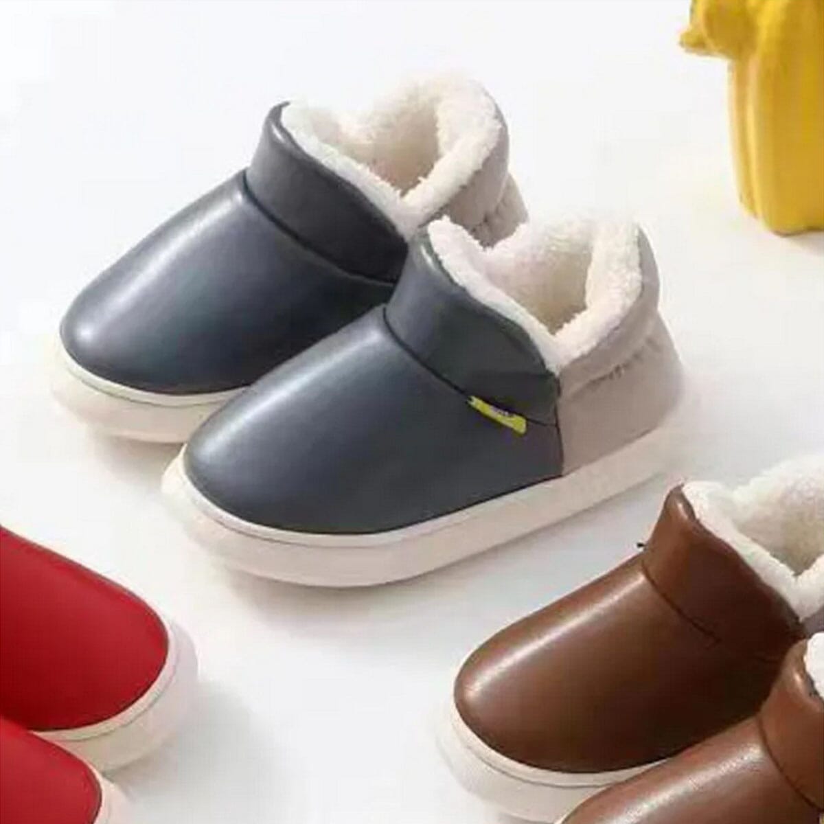 Kids Winter Slippers With Heel, Thickened & Warm, Antiskid & Waterproof, Home Shoes For Middle And Big Kids