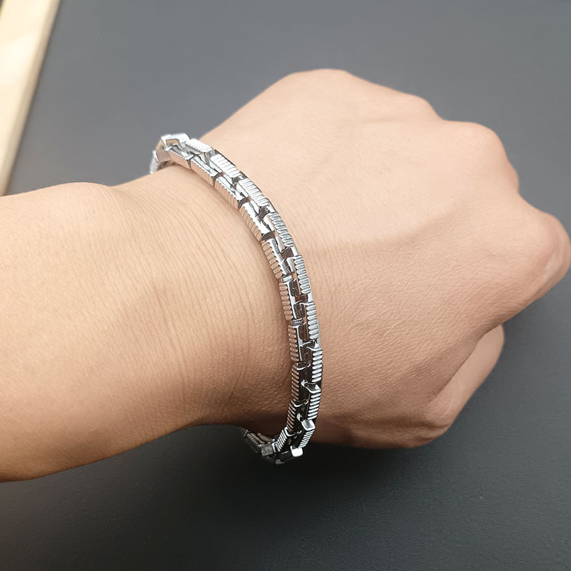 【Recently popular】Oil pressure does not fade handmade bracelet men's high-end light luxury titanium steel retro niche exquisite metal antique domineering Xi