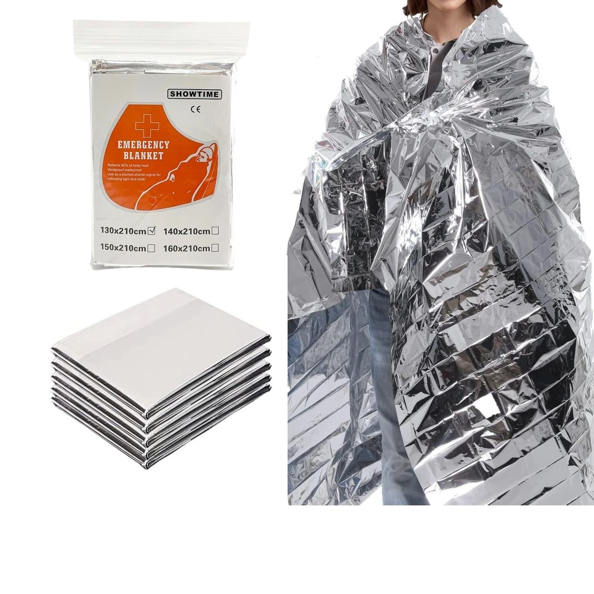 Portable Double-Sided Silver & Gold Emergency Blanket Outdoor Survival Insulation Sun Protection for Earthquake Other Disasters