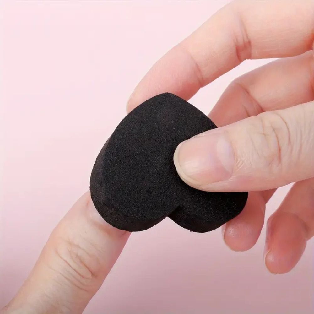 10 pcs Portable Cute Nail File Pink And Black Washable Nail Art Tool Heart Shape Sponge Polishing Blocks Kit Girls And Women