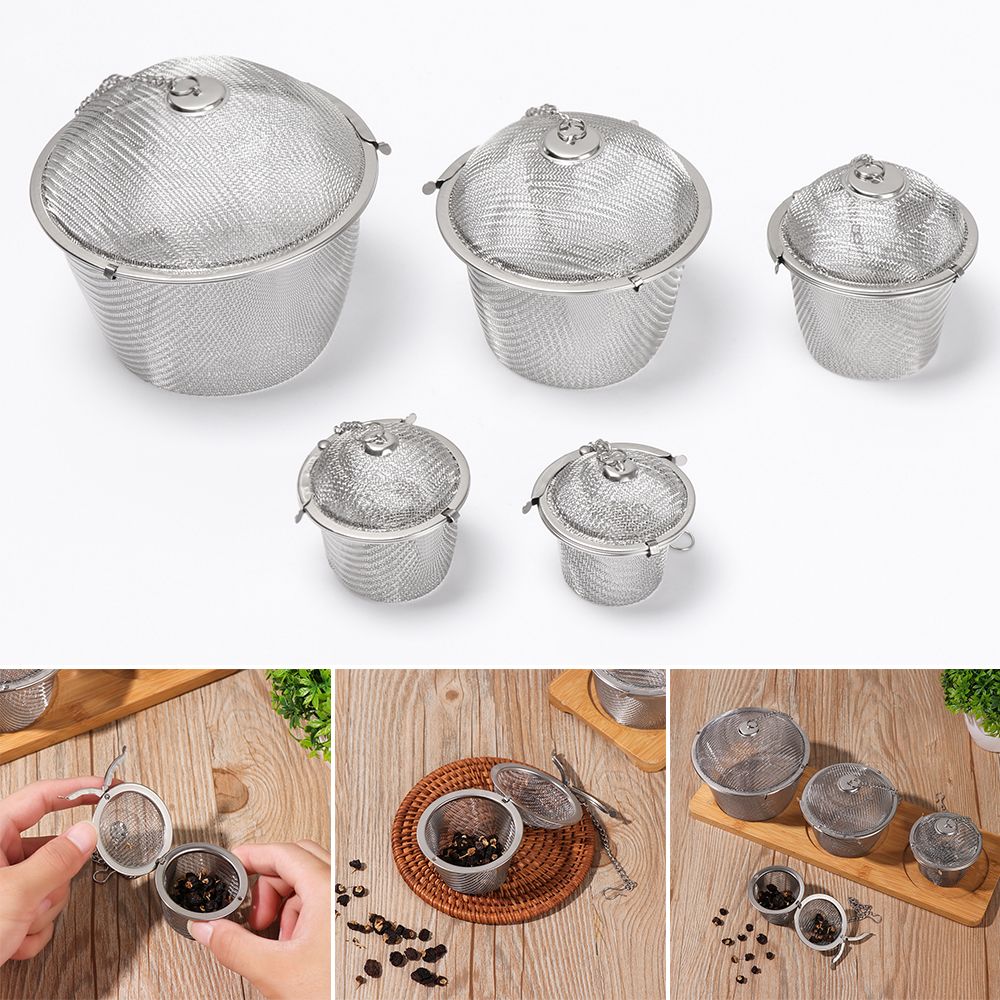 5 Sizes Herbal Steeper Spice Infuser Filter Stainless Steel Clip Tea Ball Strainer Mesh Diffuser