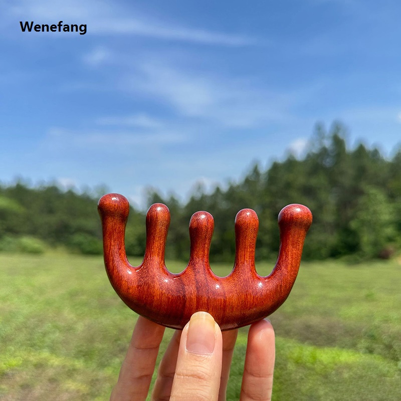 Wenefang Sandal Wood Anti Hair Loss Massage Comb Stimulation Promote Hair Growth Care Brush Head Massager Body Gua Sha Meridian Dredging