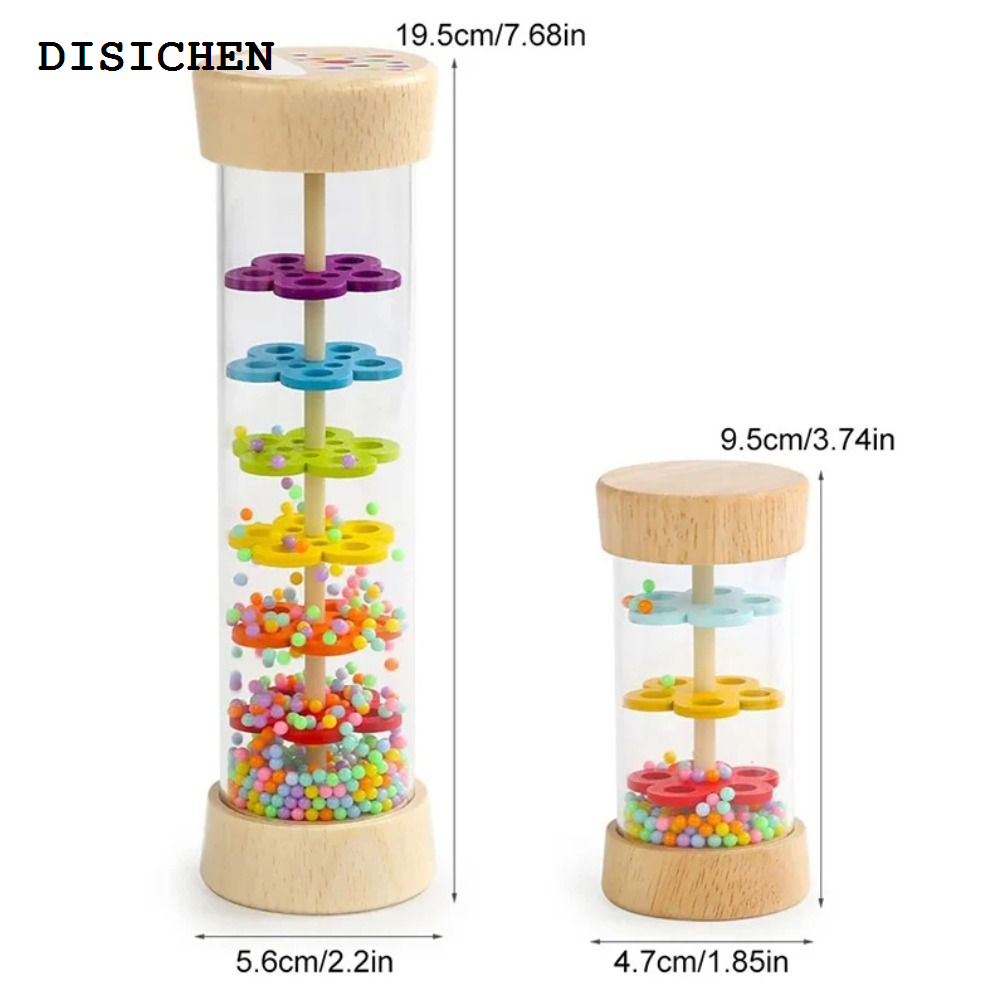 DISICHEN Fashion Zento Portable Wooden Rain Sound Tube Rainbow Hourglass Percussion Instrument Rain Sound Early Education Music Teaching Aids Music Shaker Toy