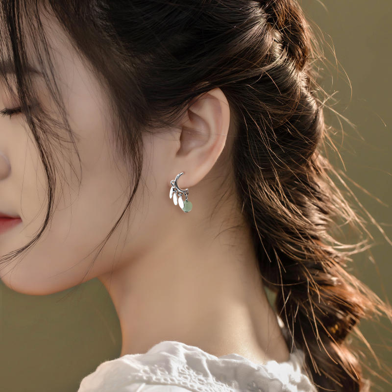 【Quality certifications】Peach Blossom Pink Strawberry Crystal Earrings Women's Small Exquisite Elegant Sweet Hetian Jade Earrings