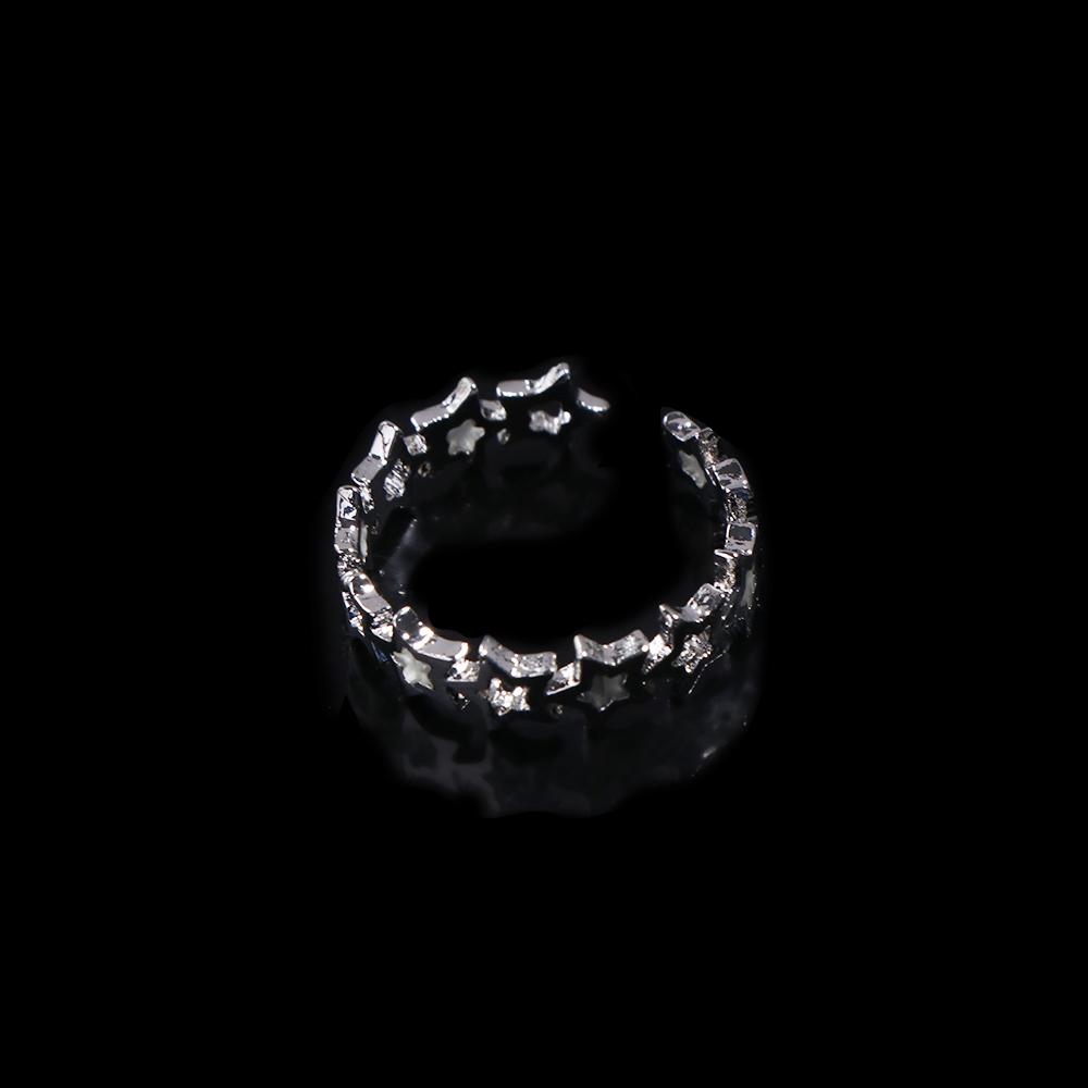 Exquisite Glow in Dark Luminous Star Ring Open Pentagram Glowing Finger Ring Y2K Hollow Out Star Ring Girls