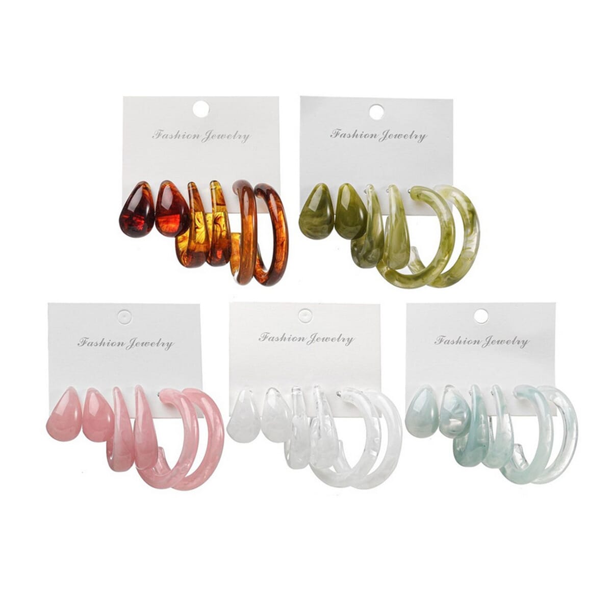 Enacolor Acetate Plate Earring Set 3 PairsRetro C Letter Alloy Earrings for New 2023