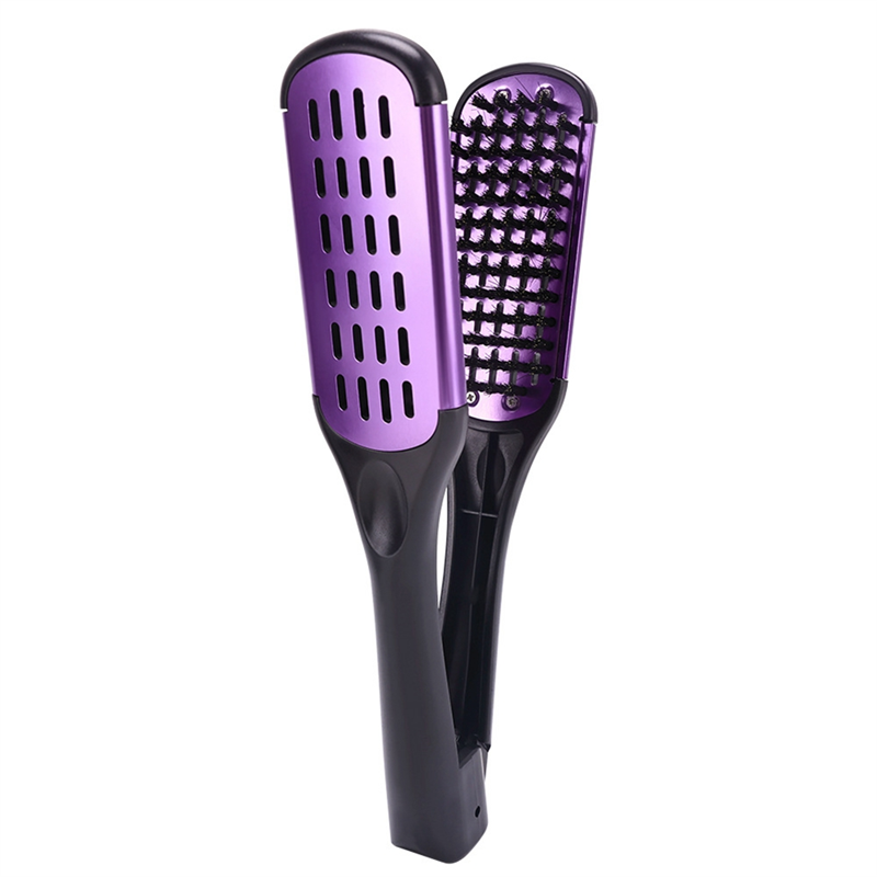NCANRUI Boar Bristle Double Sided Brush Comb Clamp Anti-Static Hair Straightener Tool Comb Hair Splint Comb, Red