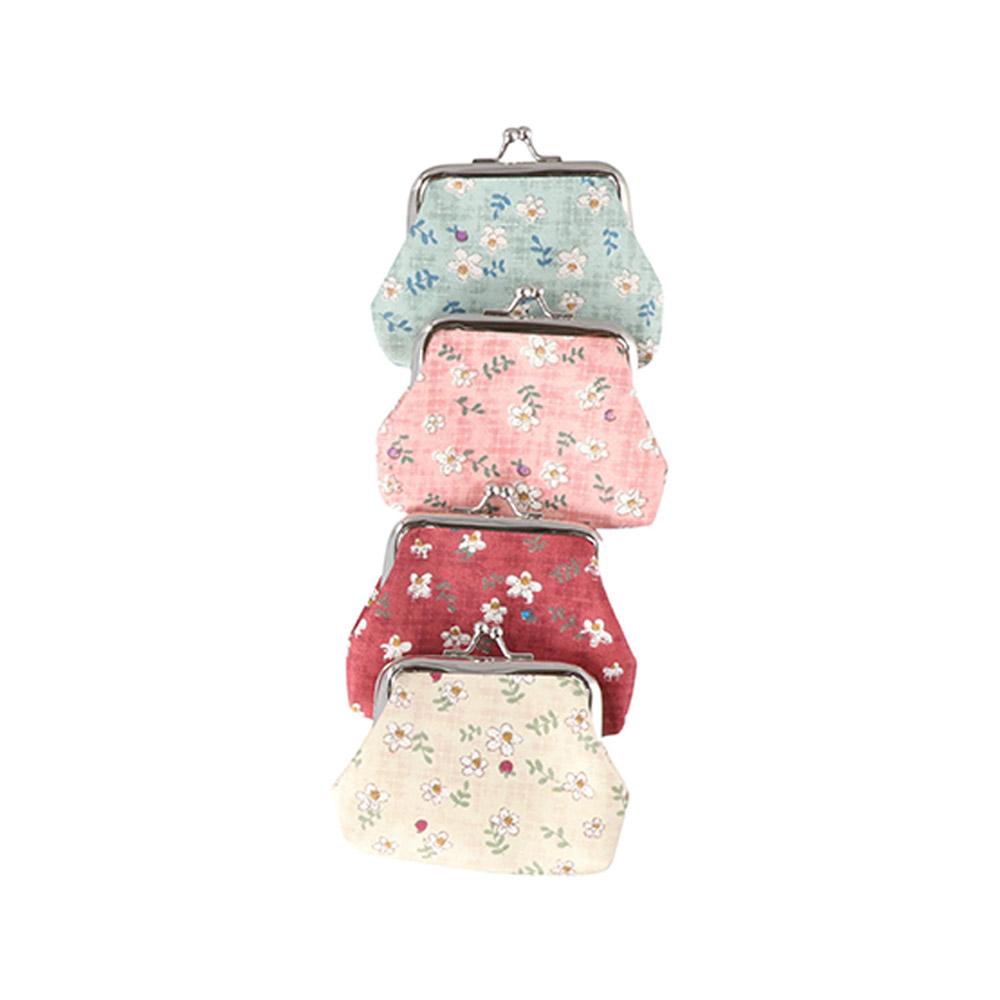 Flower Print Vintage Lady Women Retro Money Clip Clutch Bag Coin Purse Small Wallet