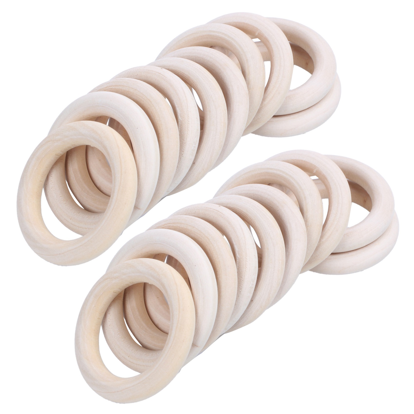 fasdaga 3X Natural Wooden Rings, Diameter 50mm