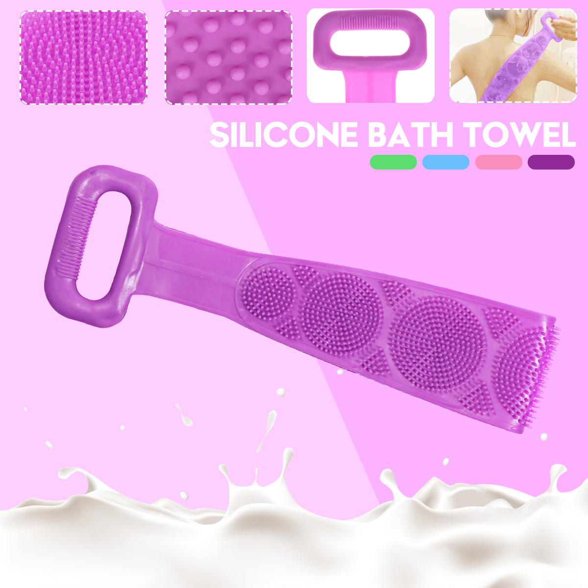 Rubbing double-sided male beautiful uLI [washyLed] 73cm/ female body scrubber bath brush food grade silicone body brush exfoliating scrub