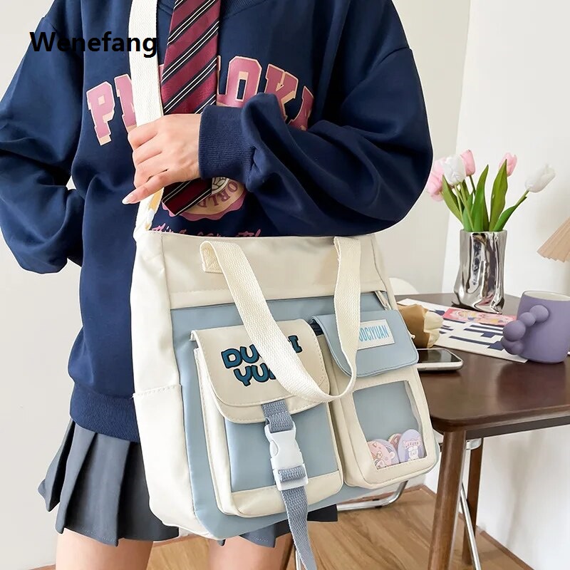 Wenefang transparent bag School Bags For Teenage Girls Kawaii Shoulder Bag Women Handbags and Purses Multipockets Transparent Itabag New Crossbody Bags