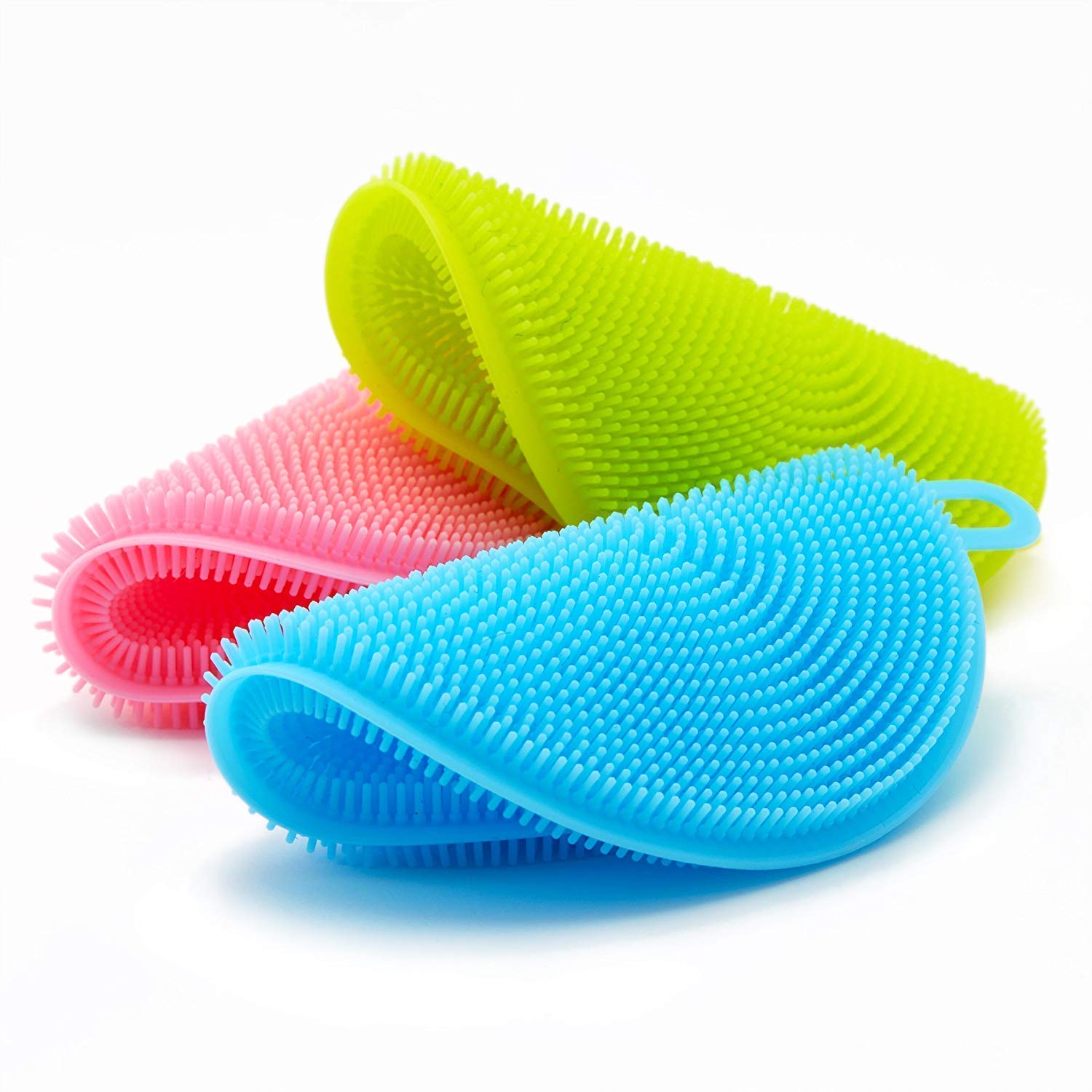 Silicone Dishwashing Scrubber | Reusable Soft Silicone Cleaning Sponge for Kitchen, Plates & Utensils (Multi-Color)