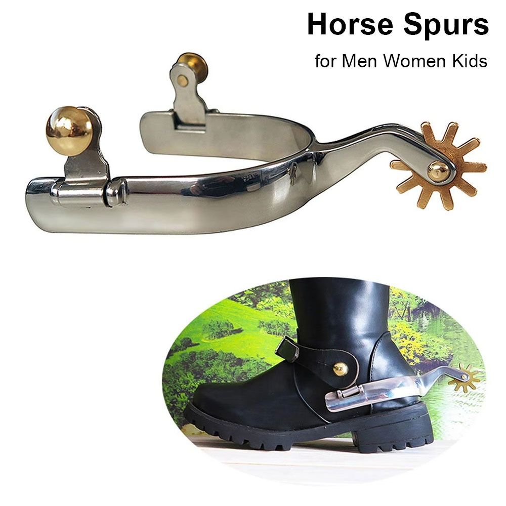 1Pair Durable Stainless Steel Horse Spurs Brass Gear Belt Buckle Horse Rowel Horse Boots Accessory for Men Women Kids