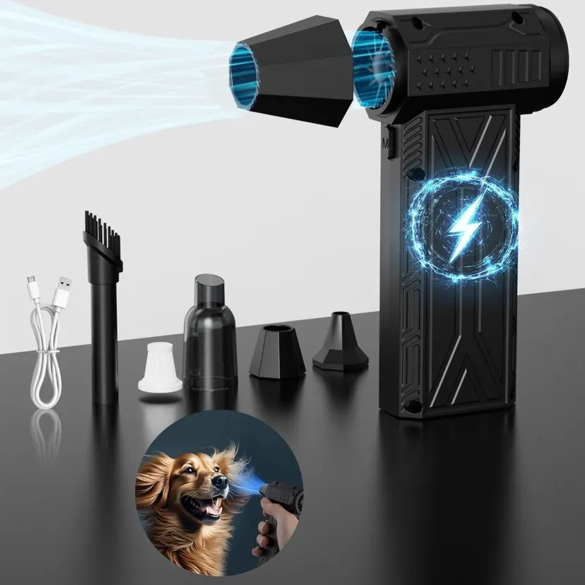 Hair Dryer Brushless Motor Turbo Violent Fan 52M/s 200W Electric Air Duster Type-C Charging Multifunctional Powerful Air Blower Barbecue