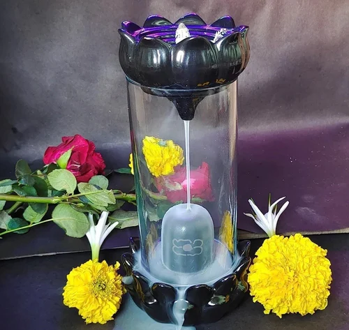 Poly Resin Black Shiv Ling Back Flow Smoke Fountain