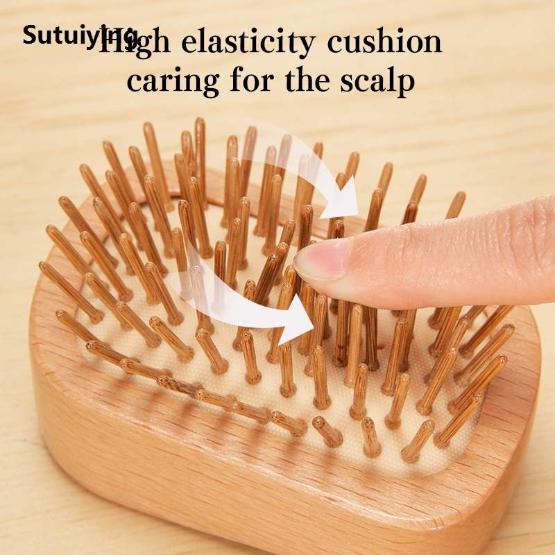 Sutuiying 1pc Mini Combs Bamboo Air Cushion Nature Massage Comb Anti-Static Bargain price Detangle Brush Air Cushion Styling Tools for Women Men