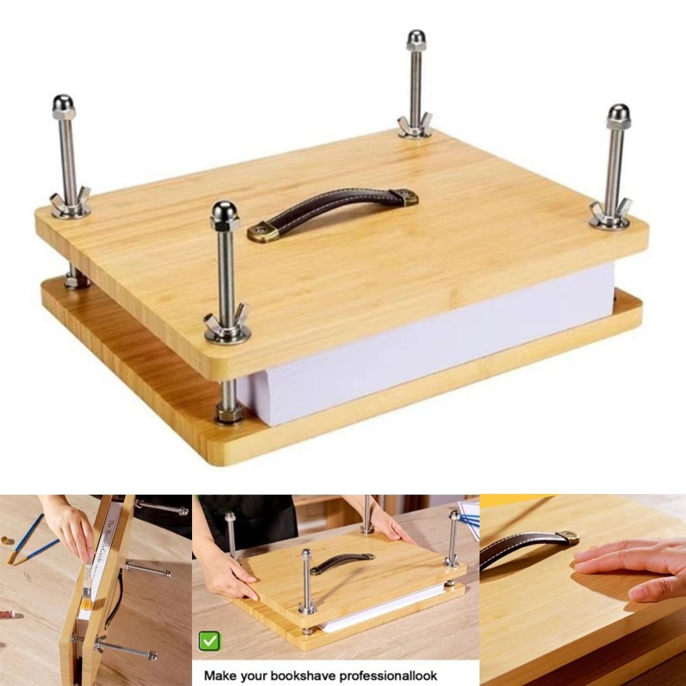 New Design with Ergonomic Handle Book Binding Press Repair Crafts Sewing Supplies Durable Bamboo Wood Book Press Book Binding Kits for Beginners Bookbinding Supplies