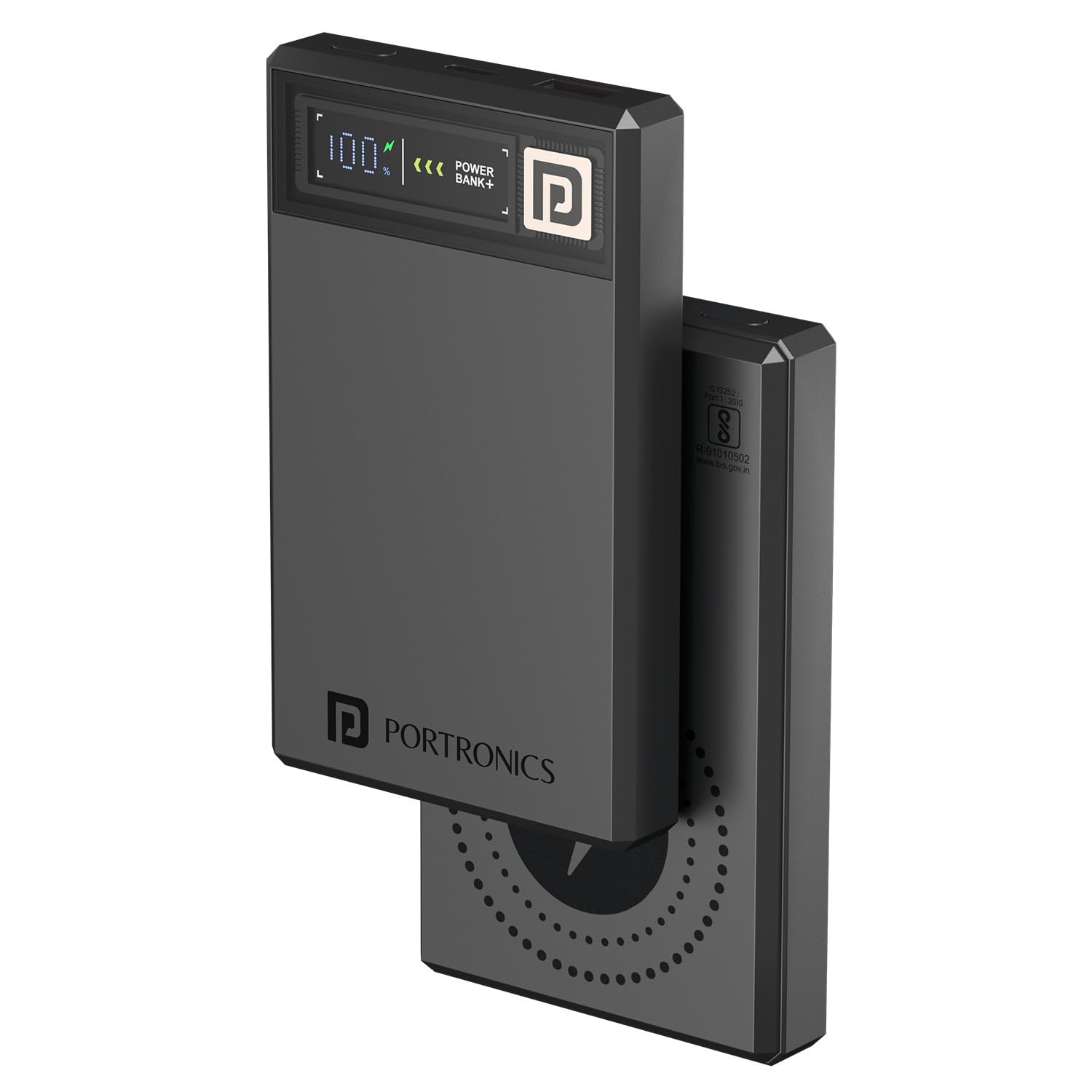 Portronics Luxcell Mini 10K Advanced 10000 mAh Nano Power Bank with 22.5W Max Output, LED Indicator, Mach USB-A Output, Type C PD Output, Type C Input, Wake Up Button
