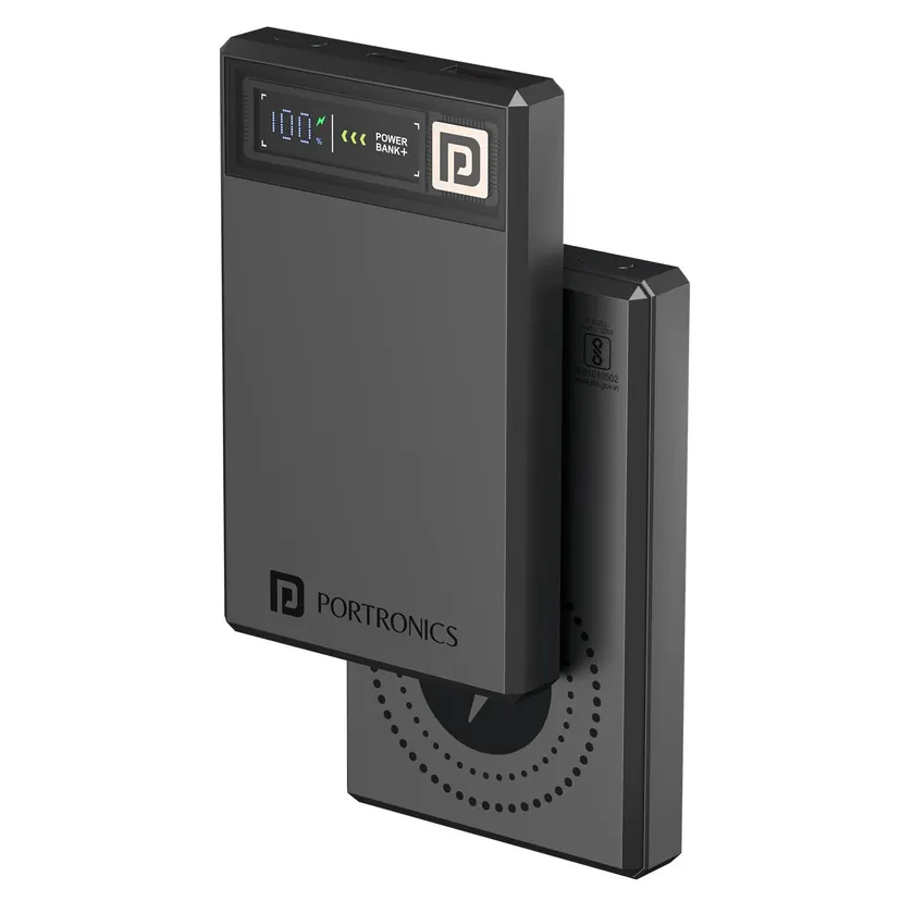 Portronics Luxcell Mini 10K Advanced 10000 mAh Nano Power Bank with 22.5W Max Output, LED Indicator, Mach USB-A Output, Type C PD Output, Type C Input, Wake Up Button