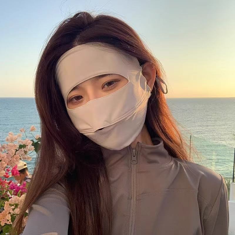 Summer sunscreen, UV protection mask, women's mask, ice silk coolness, riding, driving covering the whole face, UPF50+ face kini