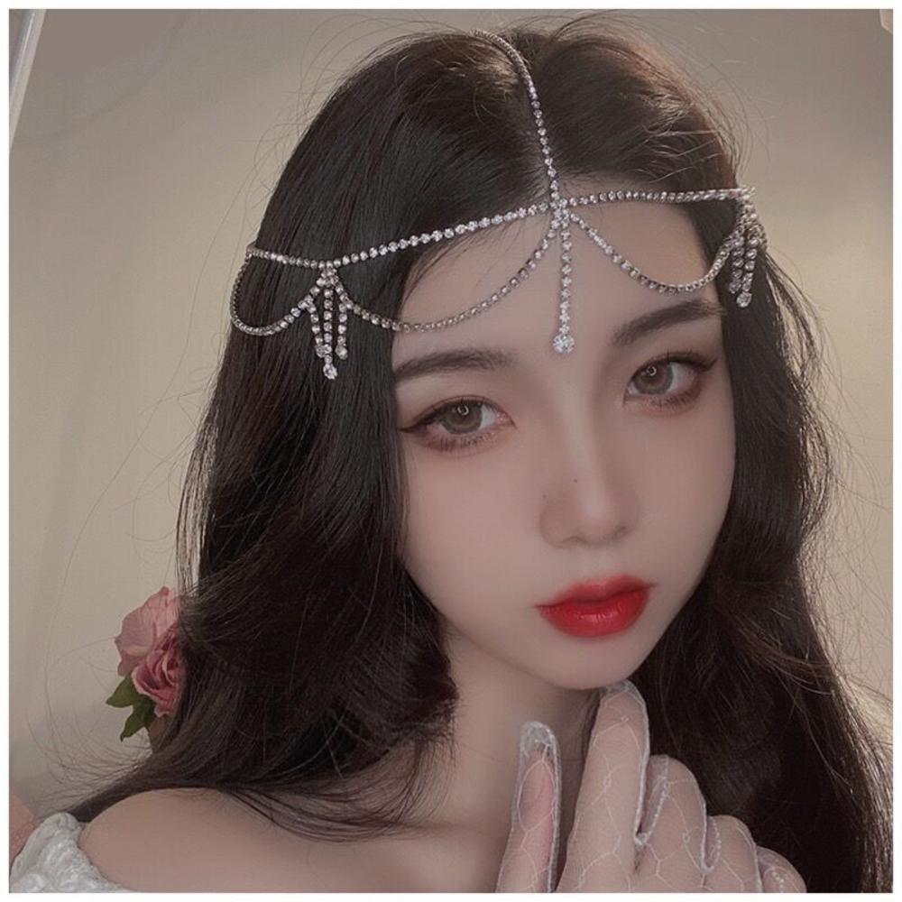 Ancient Frontal ornament Immortal Tassel hair ornaments Bohemian Super Bride's headdress for Costume party Photo shoot Traditional Chinese attire