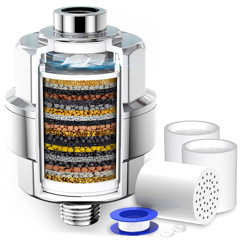 20 Stage Shower Filter Shower Water Filter Shower Water Purifier -Shower Filter for Hard Water, with 3 Replaceable Filter Cartridges Fan